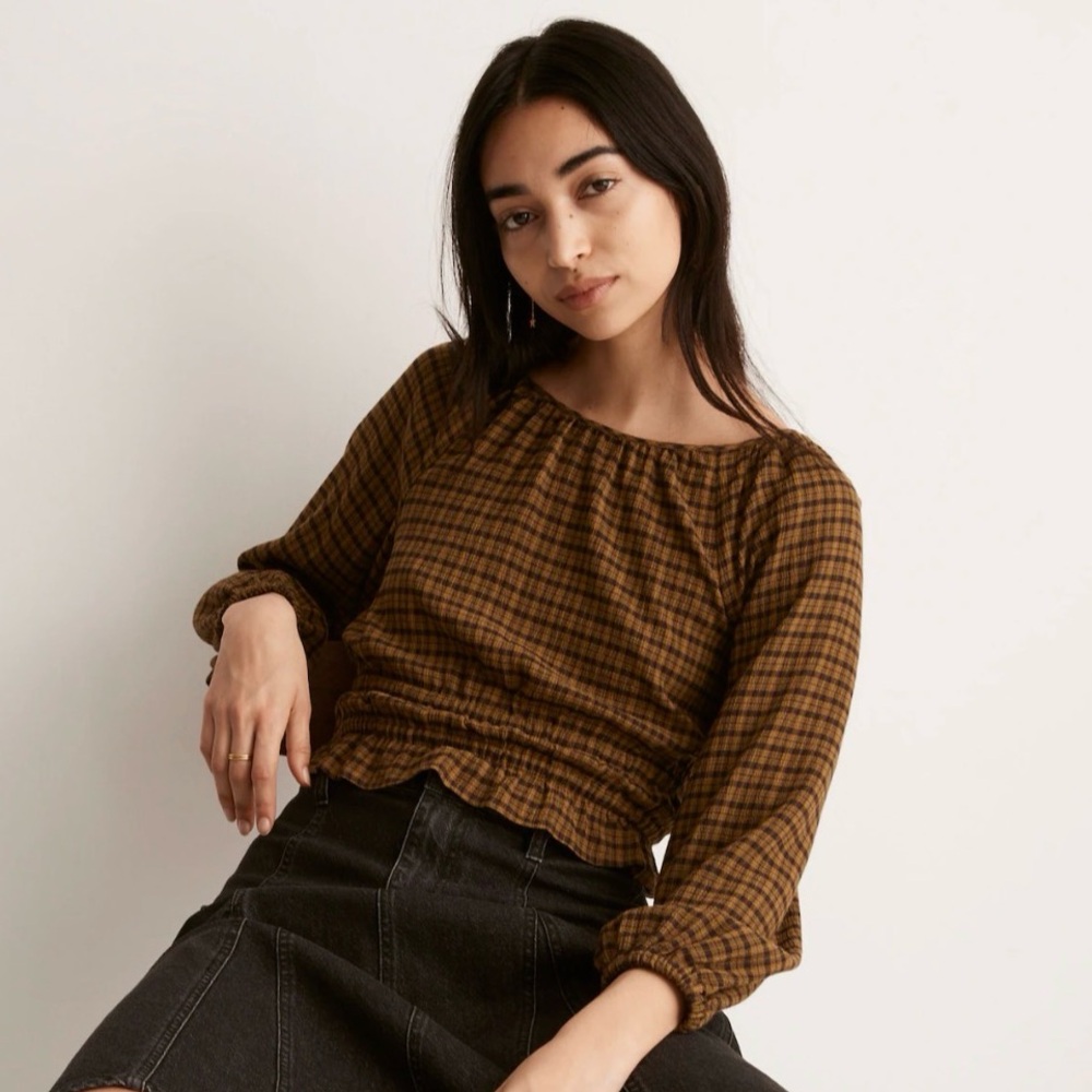 Madewell Tie-Back Cut Out Blouse in Spiced Olive • NWT - Picture 4 of 9